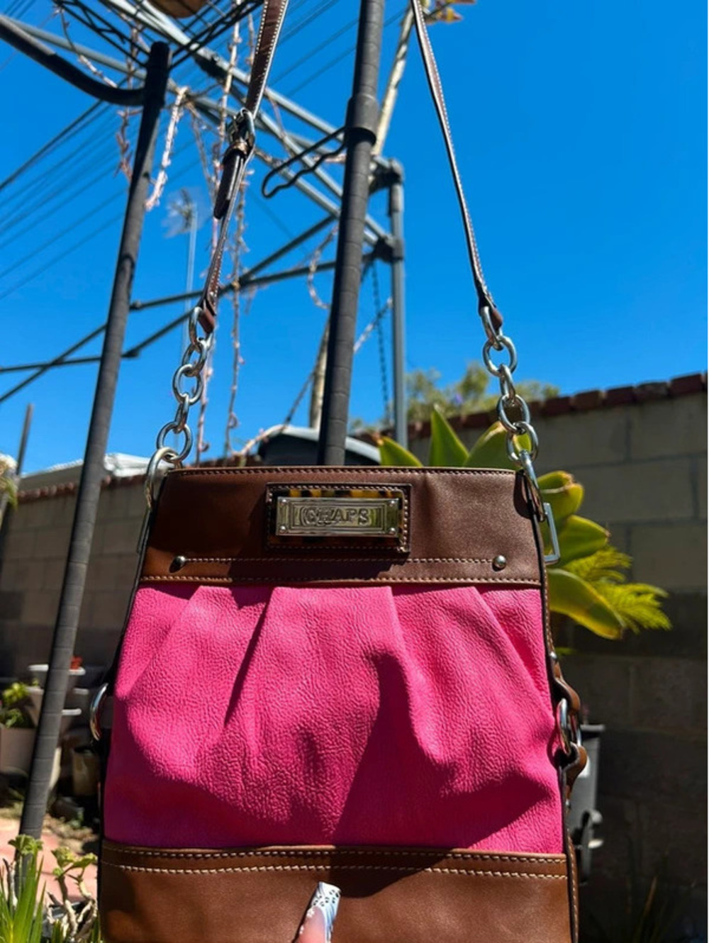 Chaps pink purse/brown